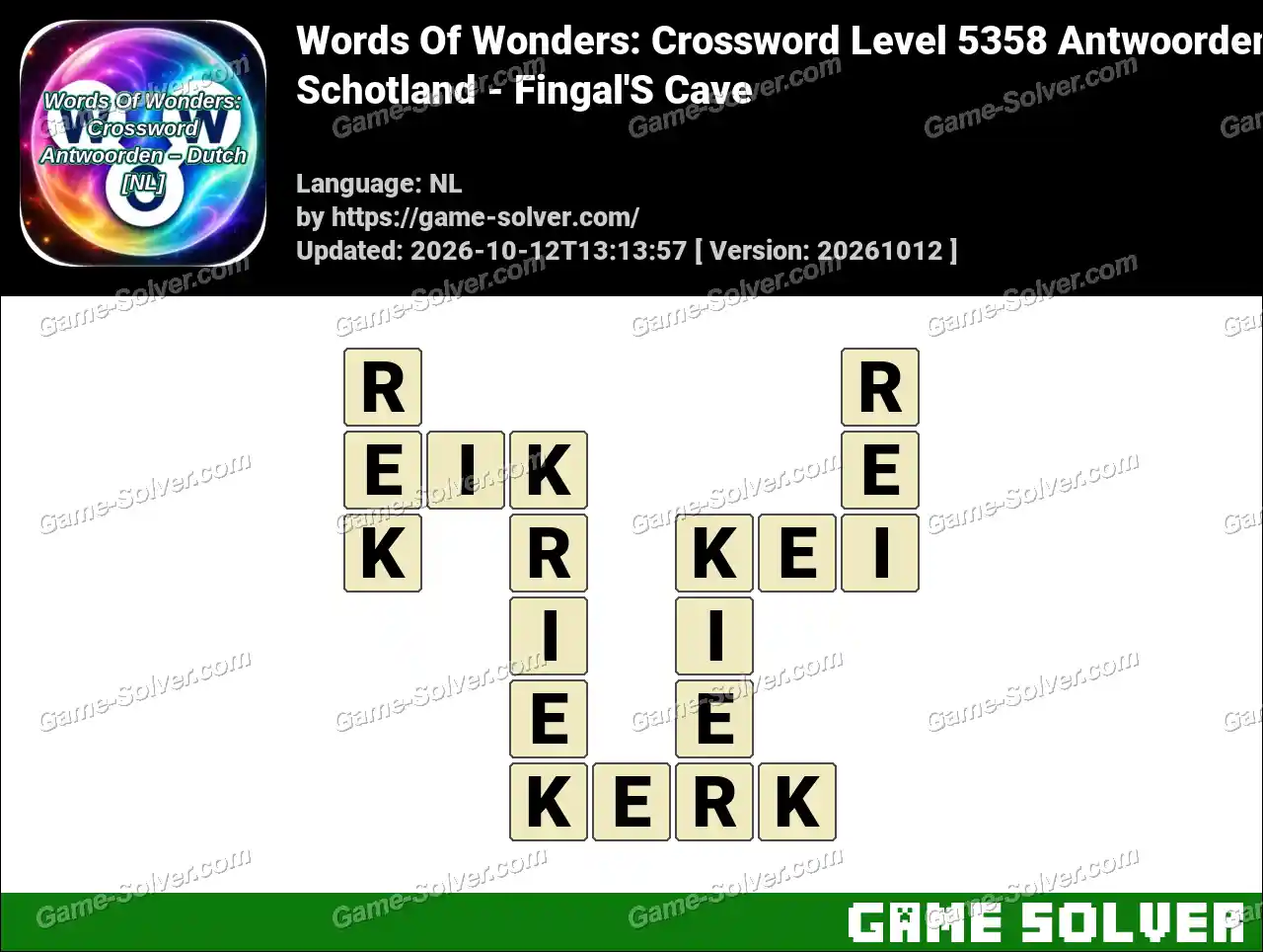 Words Of Wonders: Crossword Level 5358 Antwoorden – Schotland – Fingal’S Cave